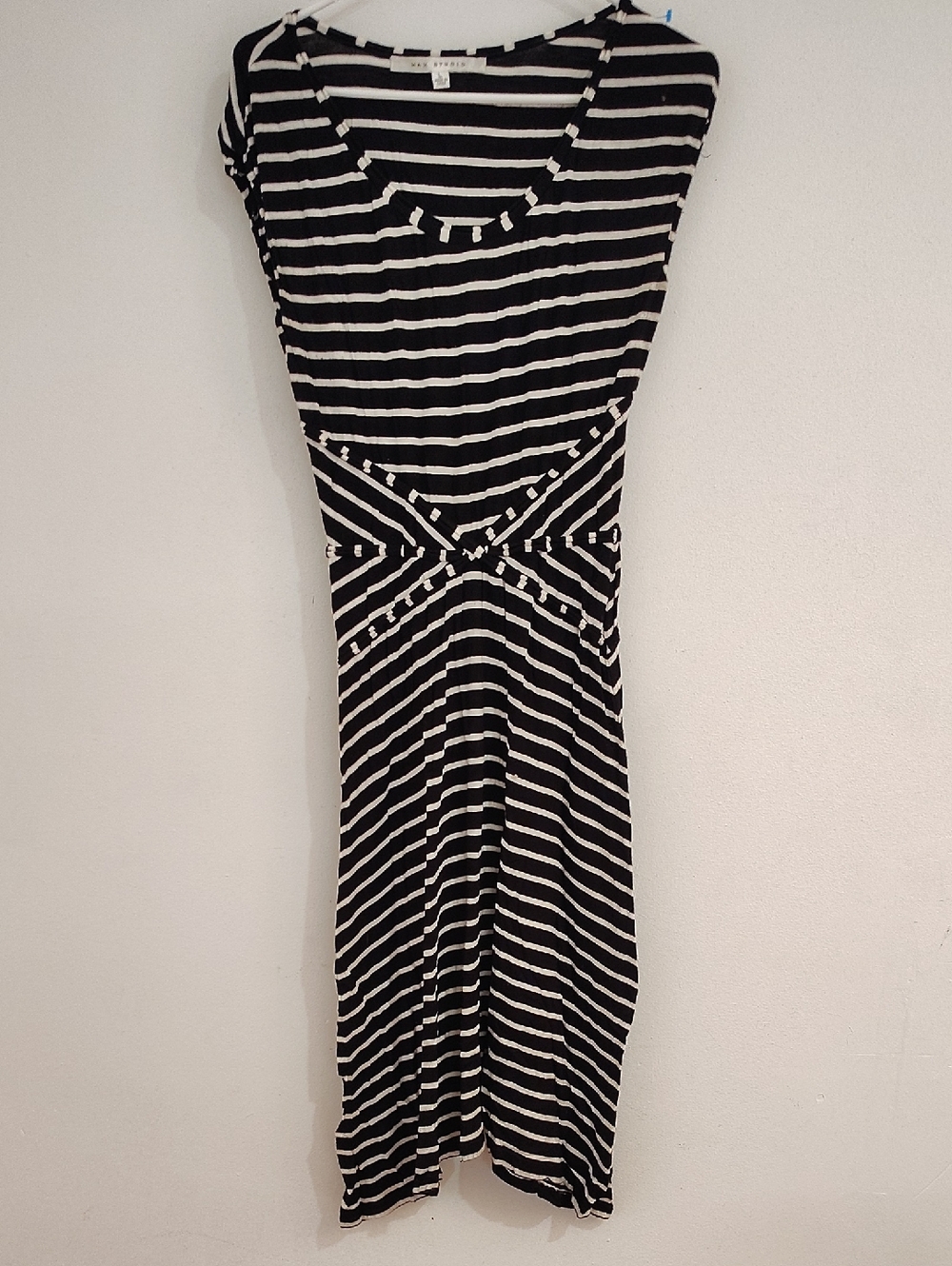 Max Studio Black and White Striped Midi Dress